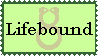 A stamp reading 'Lifebound' with the double snake lifebound faction icon from the deckbuilding game Ascension. The backgound is green and the border dark green.