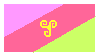 An older, rougher stamp of a medusan pride flag.