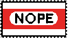 The word 'Nope' in the style of a stop on the Boston red line.