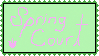 Stamp with dark green border, pastel green background, and pink letters reading Spring Court, with a small pink flower at the bottom left.