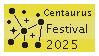 'Centaurus Festival 2025' in black text on a yellow background, with a centaurus constellation